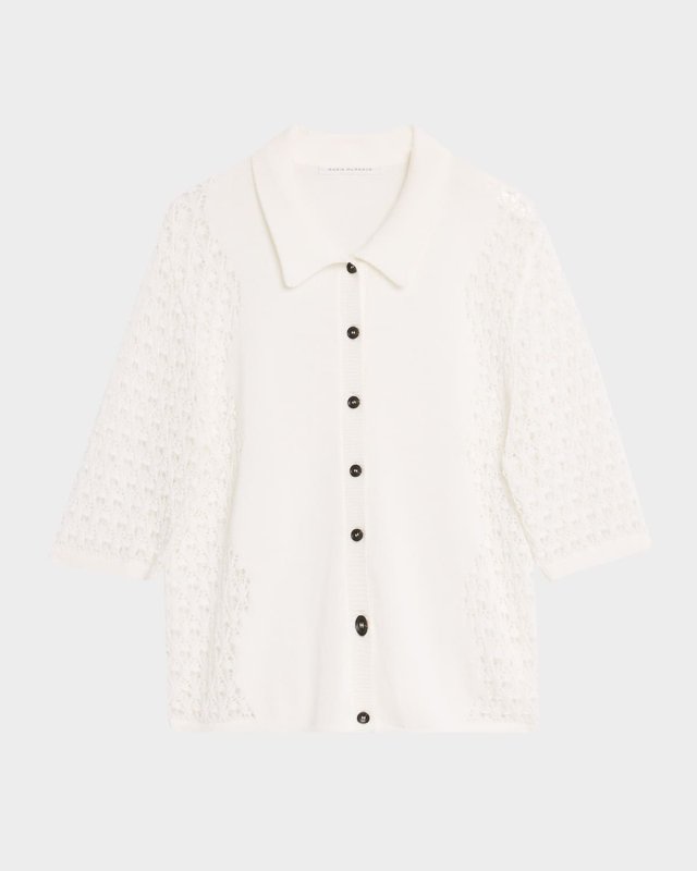 Lace Knit Polo Cardigan